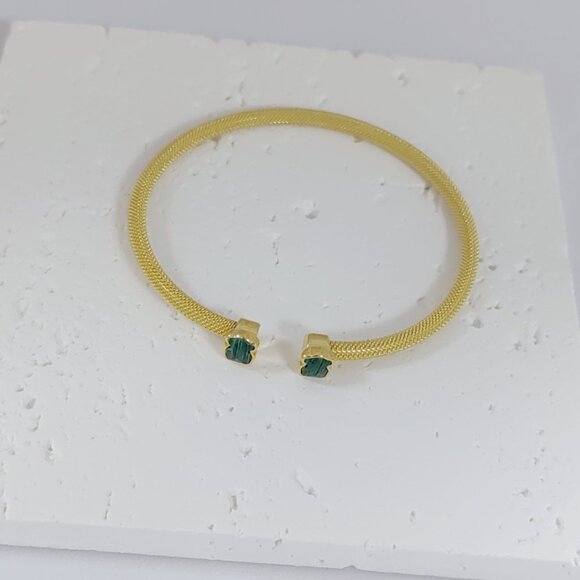 TOUS Bracelet Fine gold-colored IP Steel Bracelet with Malachite